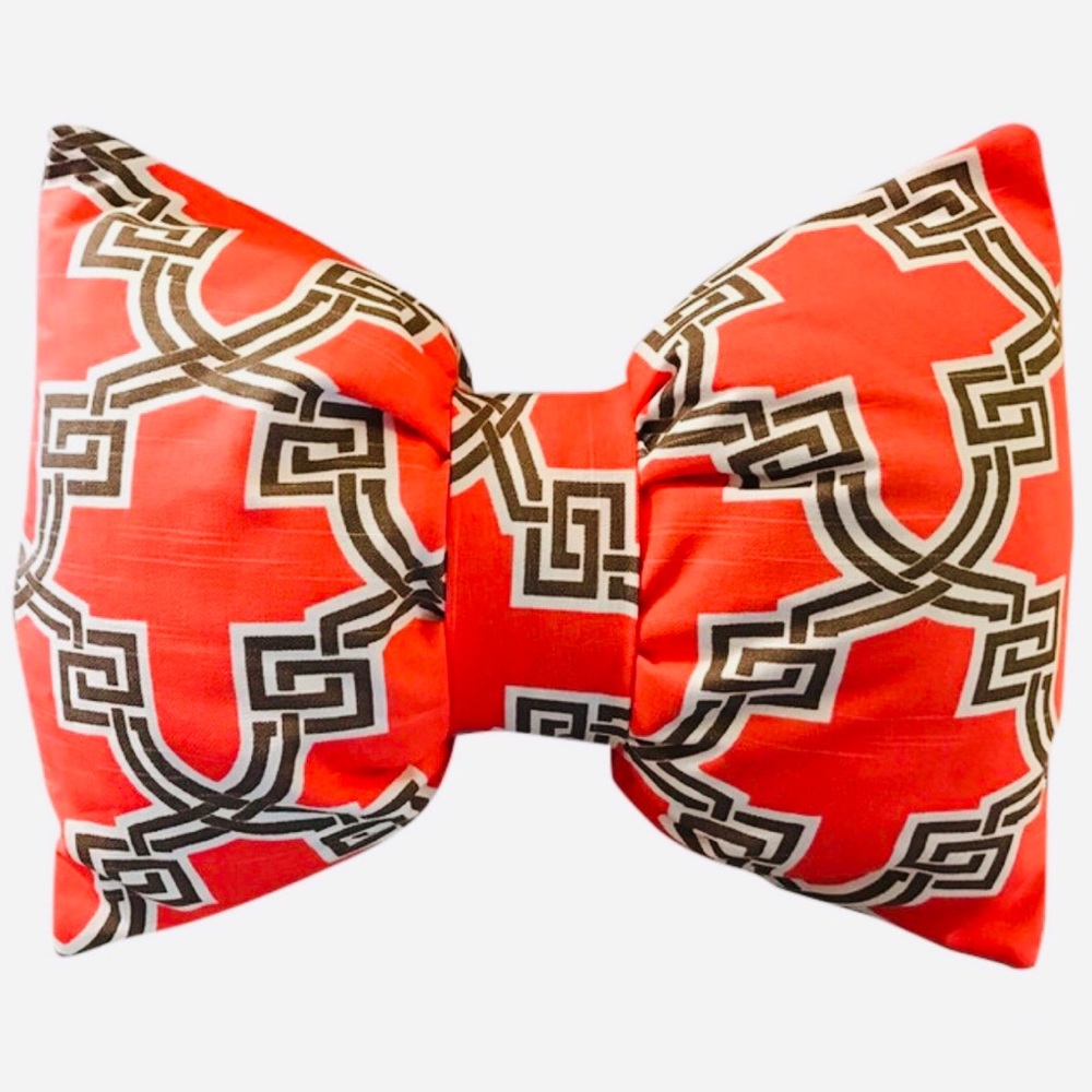 Coral Keys Bow Throw‎ Pillow 12”x16”